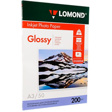 Фотобумага глянцевая для струйной фотопечати "Lomond", A3, 50 листов, 200 г/м2