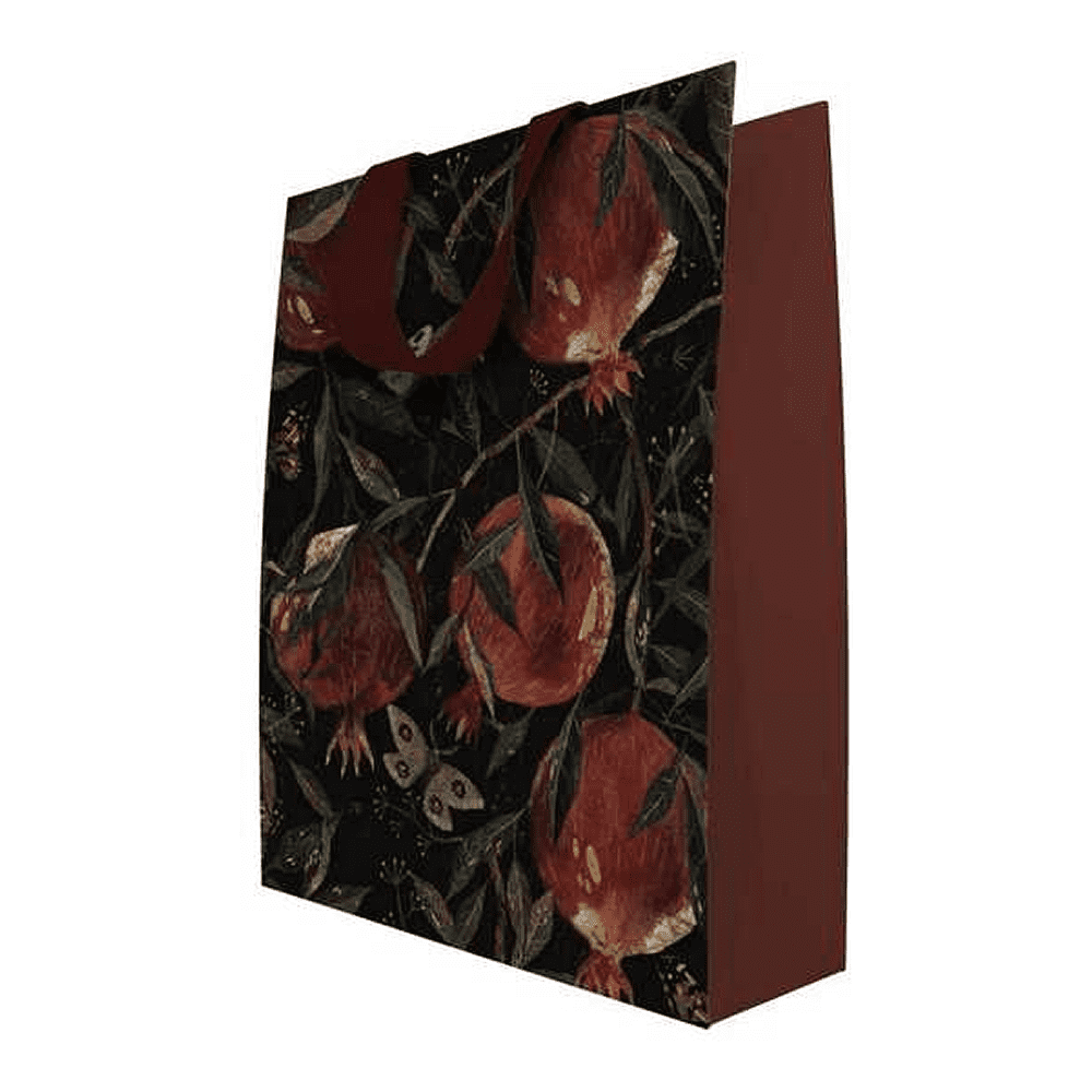 Пакет бумажный подарочный "Flora. Гранат", 18x23x10 см, бордовый