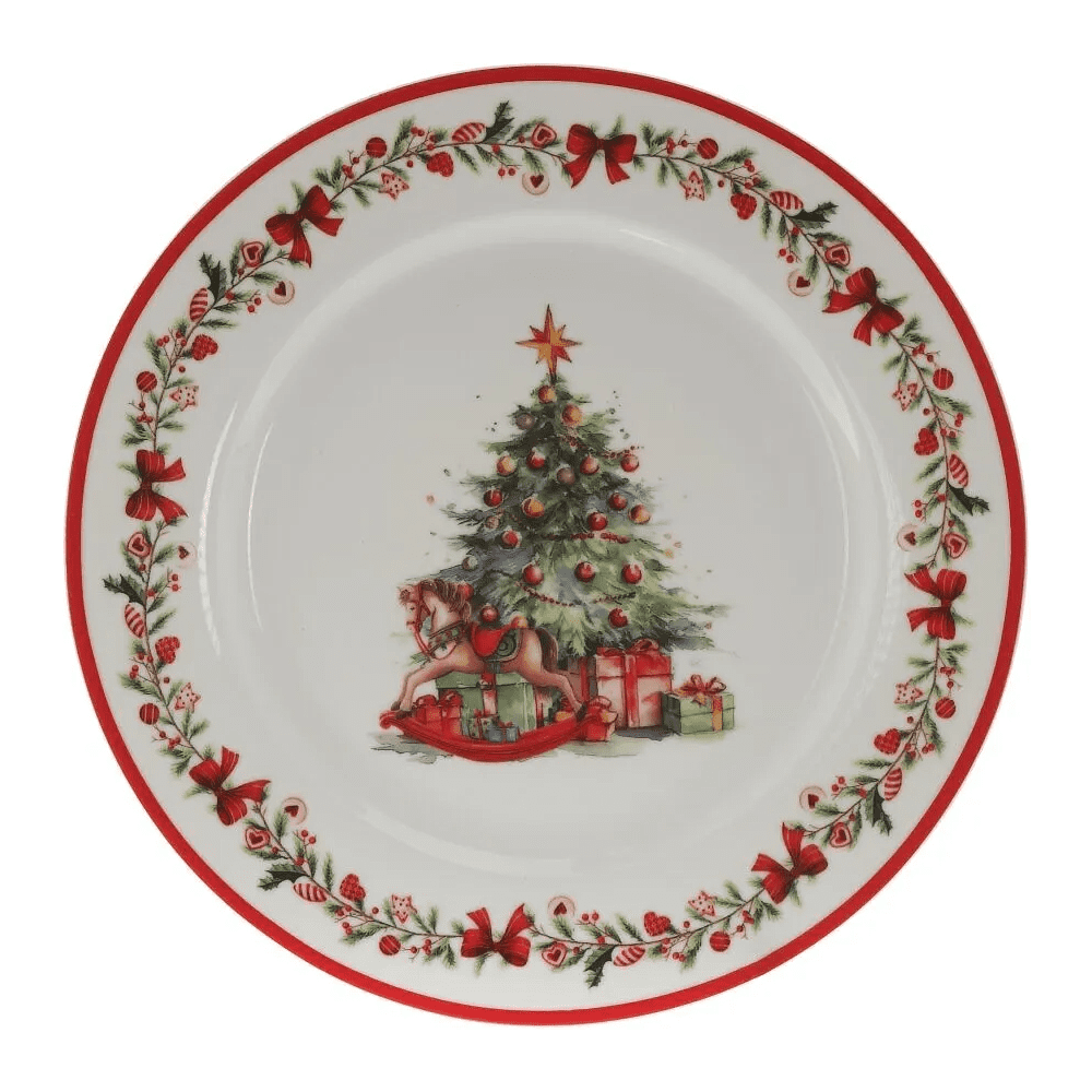 Тарелка фарфоровая "Елка", 19 см, разноцветный