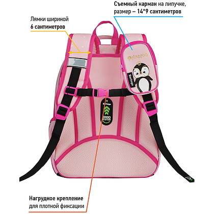 Рюкзак школьный "Princess", черный, розовый - 5