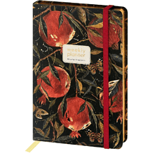 Еженедельник недатированный "Flora. Гранат", А5, 144 страниц, линованный, черный, красный