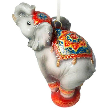 Украшение елочное "Цирковой слон", серый, красный - 3