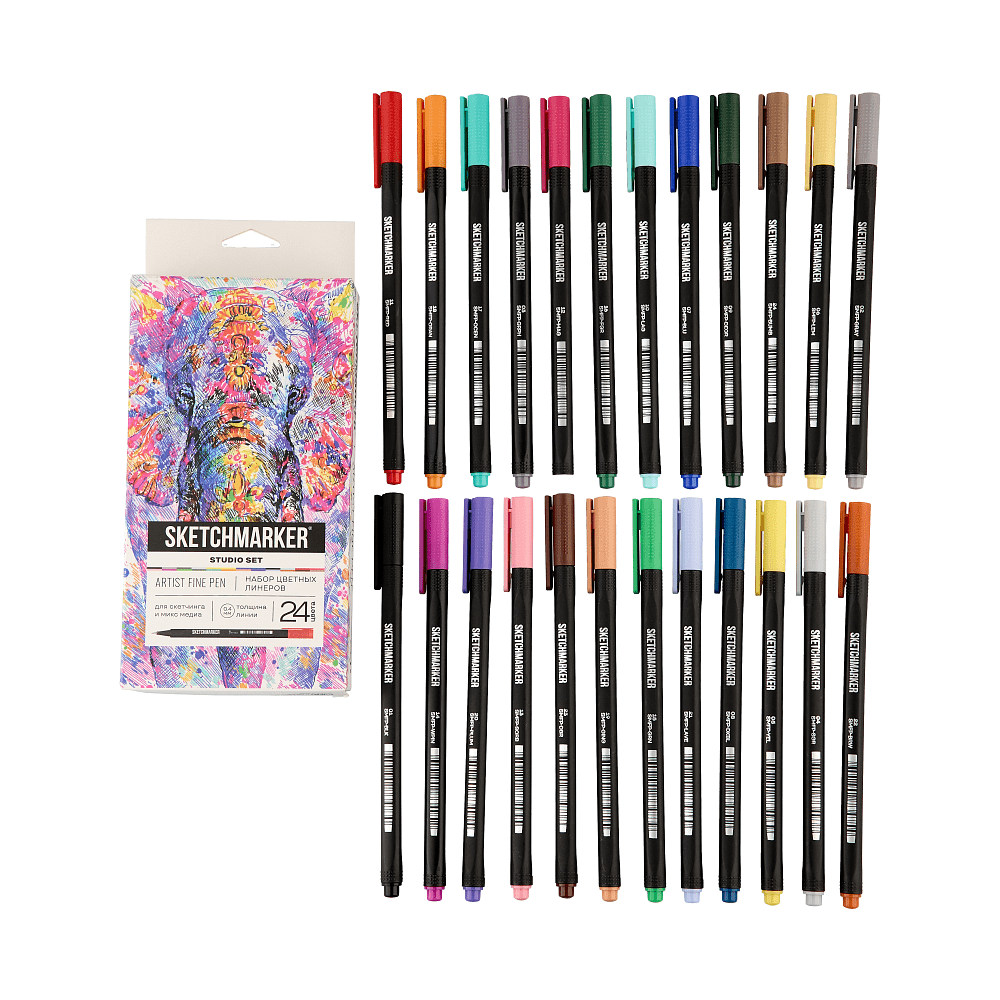 Ручка капиллярная "Sketchmarker Artist fine pen Studio", 24 шт - 12