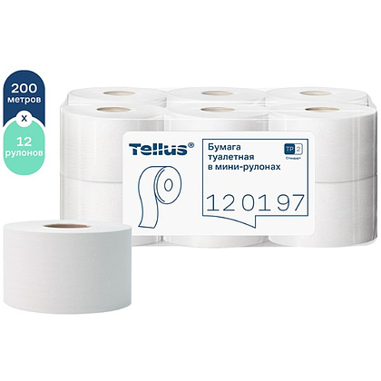 Бумага туалетная Tellus Стандарт, Т2, в мини рулоне, 200 м, 1 слой - 5 Бумага туалетная Tellus Стандарт, Т2, в мини рулоне, 200 м, 1 слой - 5