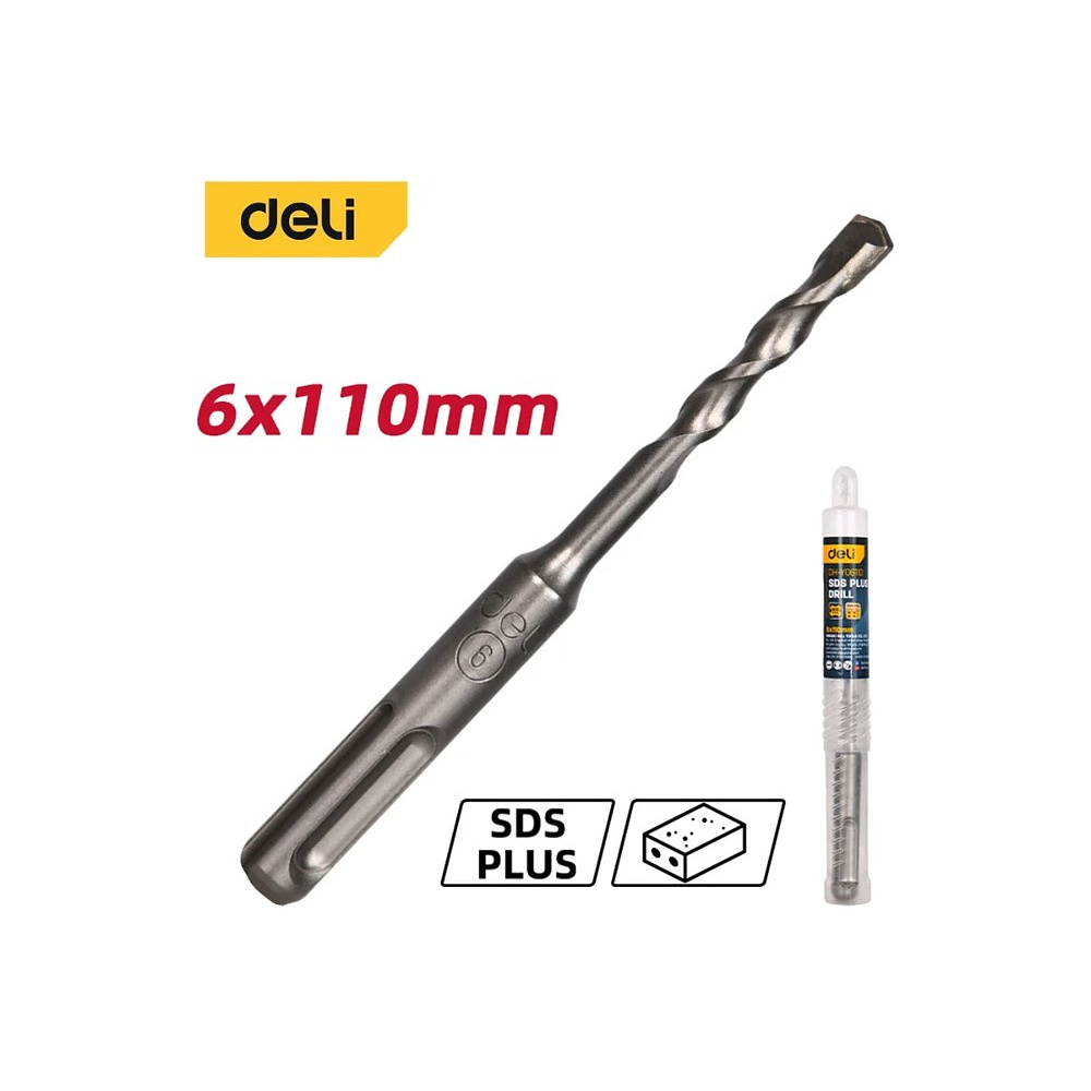 Бур по бетону Deli YS EDH-Y06110, 6x110 мм, SDS-PLUS - 2 Бур по бетону Deli YS EDH-Y06110, 6x110 мм, SDS-PLUS - 2