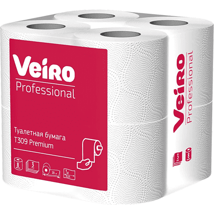 Бумага туалетная Veiro Professional Premium, 3 слоя, 8 рулонов - 3
