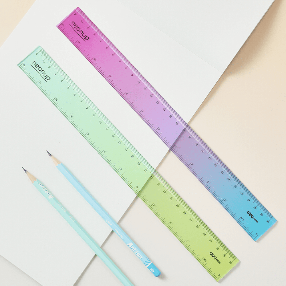 Линейка "Deli EH654", 30 см, прозрачный, ассорти градиент  - 3