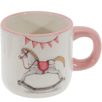 Кружка керамическая "Лошадка", 350 мл, белый, розовый