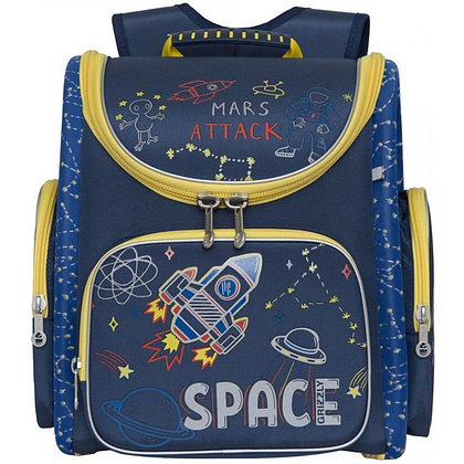Рюкзак школьный "Space", синий, желтый