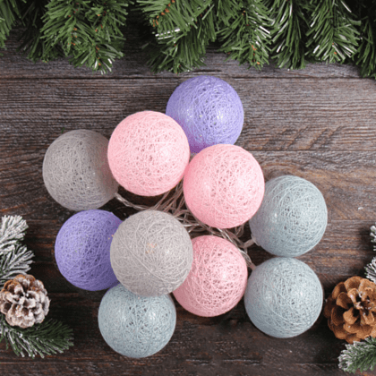 Гирлянда электрическая LED "Нить" с насадками "Шар", 2 м, тепло-белый - 3