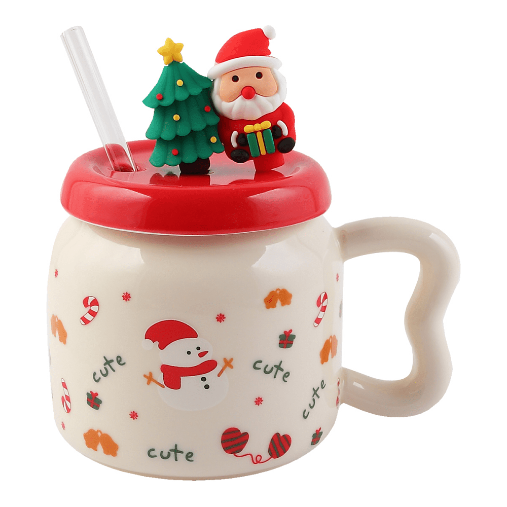 Кружка керамическая "Новый год", 450 мл, с крышкой, ассорти - 2