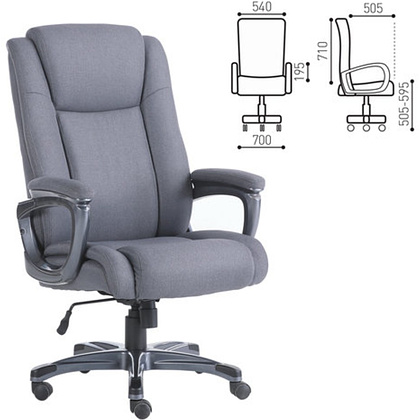 Кресло для руководителя BRABIX "Premium Solid HD-005", ткань, пластик, серый - 4