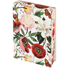 Блокнот "Flora. Пионы", A6, 250 листов, нелинейный, склейка сверху, белый, розовый
