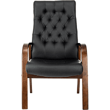 Кресло Бюрократ T-9928WALNUT-CF, натуральная кожа, черный, каркас дерево