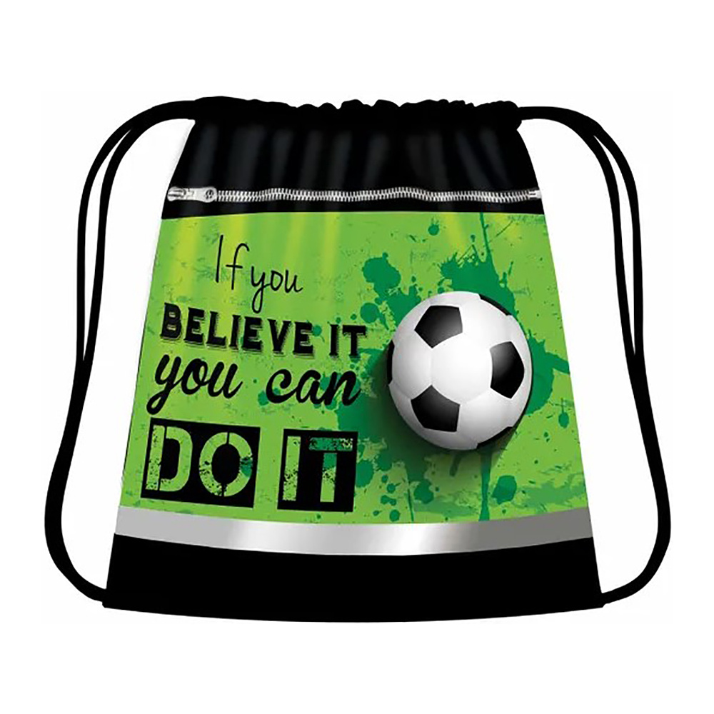 Мешок для обуви "Football power", 49x41 см, полиэстер, зеленый, черный