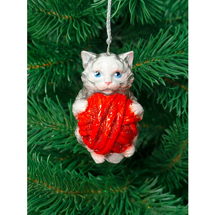 Украшение елочное "Котенок с клубочком", разноцветный - 4