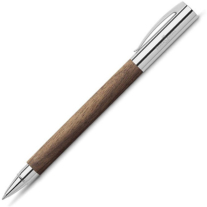 Ручка-роллер "Ambition Walnut wood", 1.0 мм, коричневый, серебристый, стерж. черный