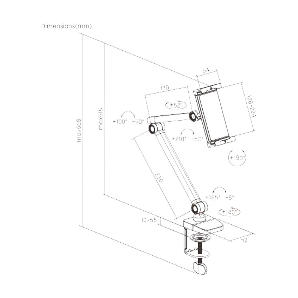 Крепление для планшета (смартфона) Tablet Clamp, белый матовый - 10 Крепление для планшета (смартфона) Tablet Clamp, белый матовый - 10