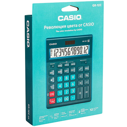 Калькулятор настольный Casio "GR-12", 12-разрядный, темно-зелёный - 2