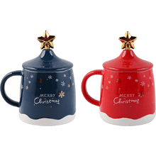 Кружка керамическая "Волшебный вечер", 400 мл, с крышкой и ложкой, ассорти