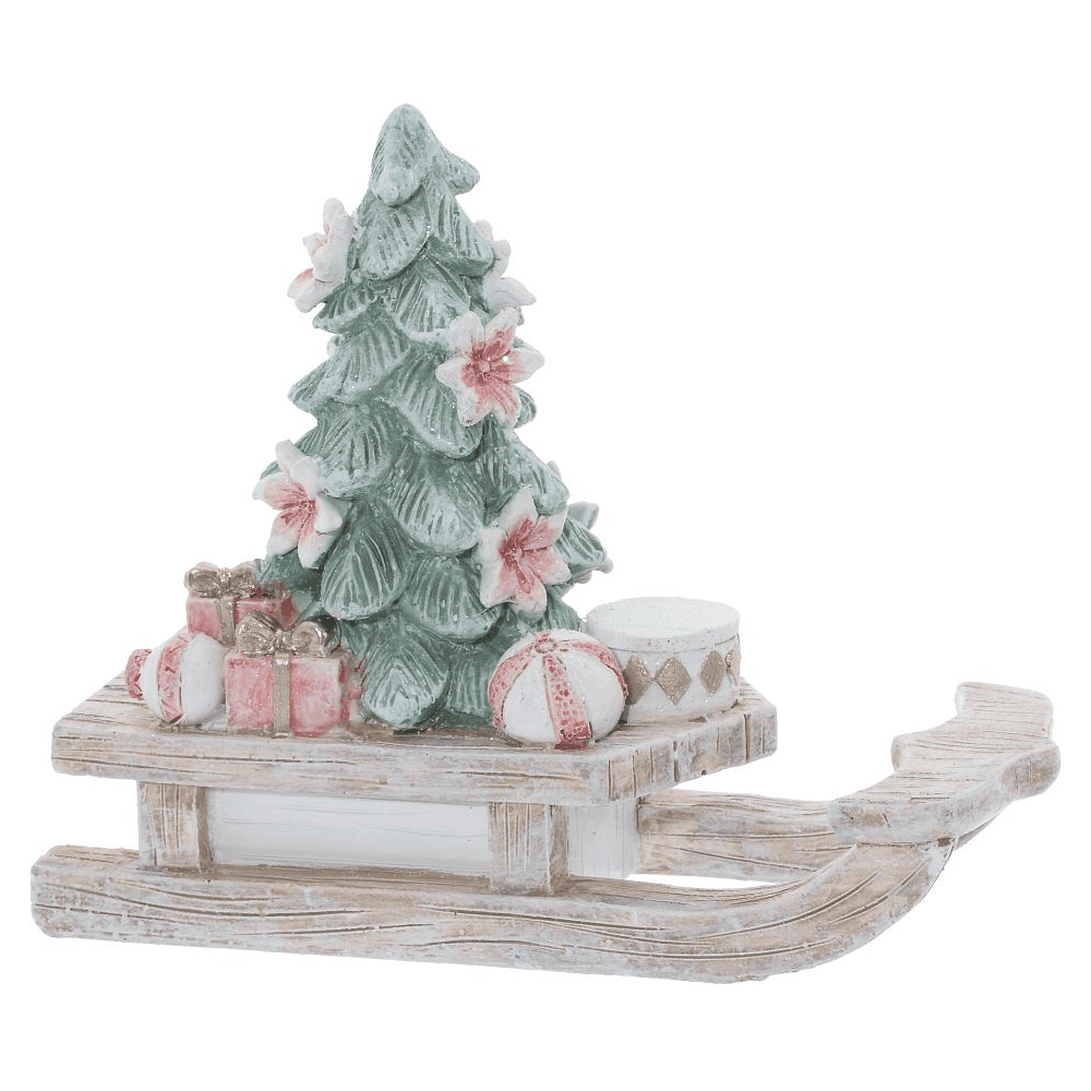 Фигурка "Елочка на санках", 10.5х12.5 см, разноцветный