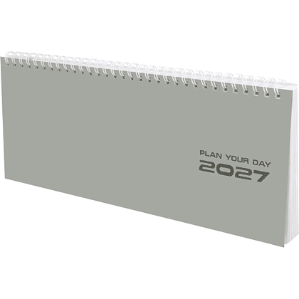 Планинг датированный "Grey style" на 2027 год, 285x112 мм, 128 страниц, серый