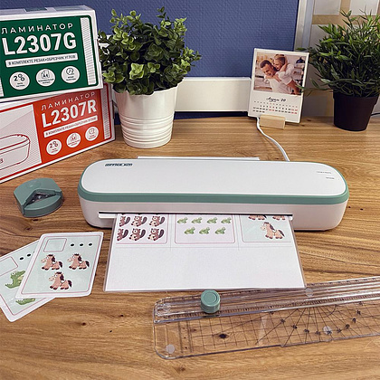 Ламинатор "Office Kit L2307G", А4, 125 мкм, бело-зеленый - 4