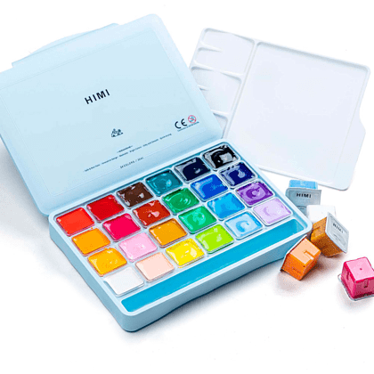 Гуашь "Himi Miya Jelly Cup", 24 цвета, 30 мл, ассорти, синий футляр
