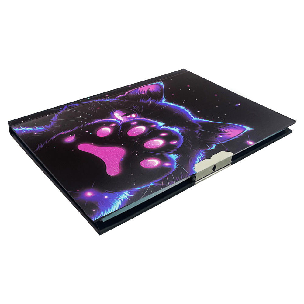 Книга записная "Cosmo Cat", А6, 110x150 мм, 56 листов, в линейку, с замком, черный - 3