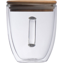 Кружка с крышкой "Szczebrzeszyn", стекло, бамбук, 350 мл, прозрачный, коричневый