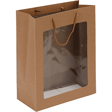Пакет бумажный подарочный "212876", 26х32х12 см, с окном, крафт