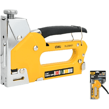 Степлер скобозабивной Deli EDL238401, 4-в-1 + скоба, желтый