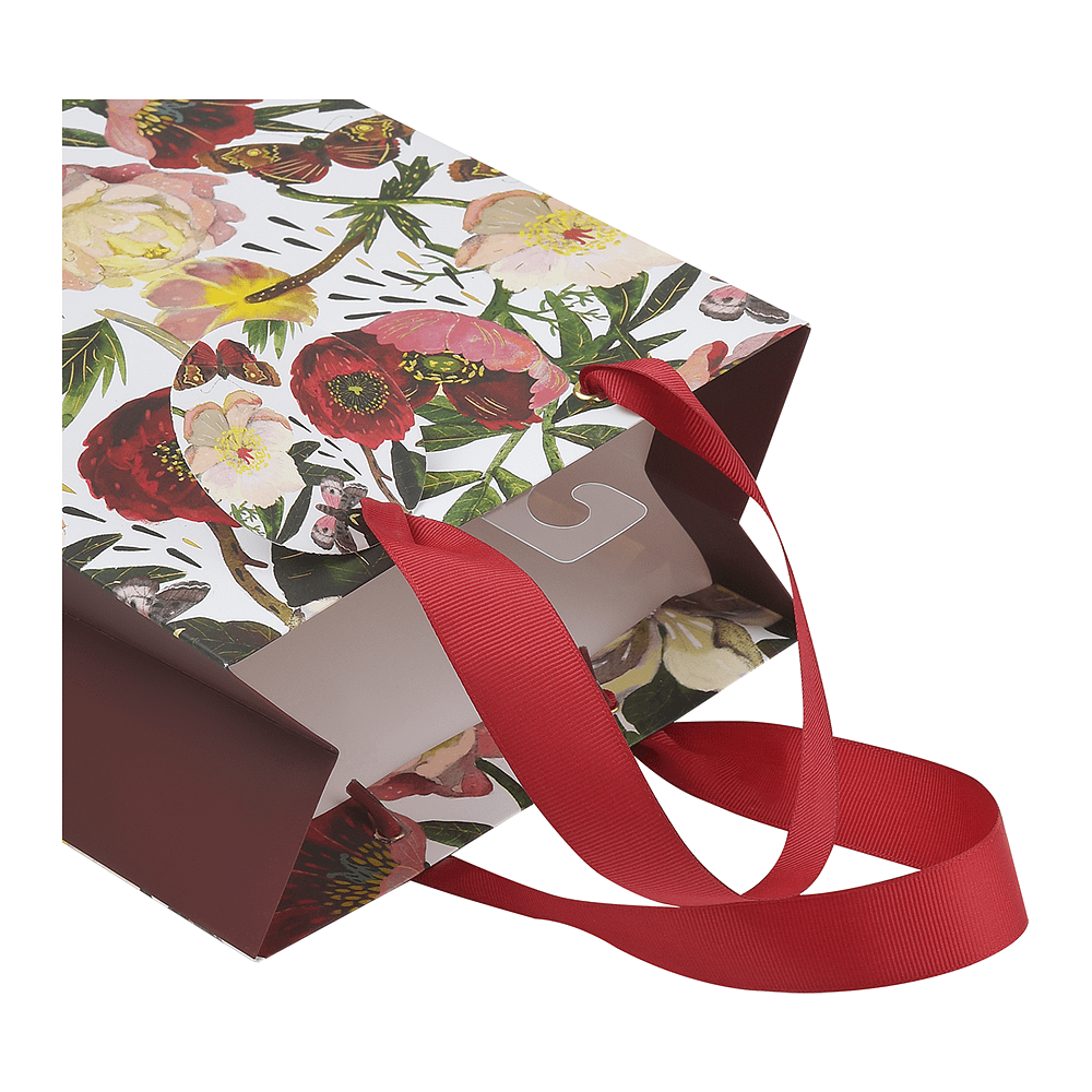 Пакет бумажный подарочный "Flora. Пионы", 18x23x10 см, белый, красный - 2