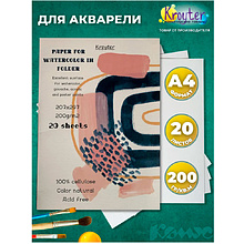 Блок бумаги для акварели "Проф", А4, 200 г/м2, 20 листов