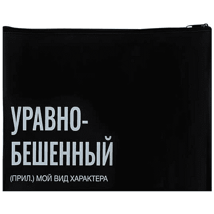 Папка для тетрадей "Уравнобешенный", А5+, молния, черный