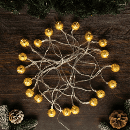 Гирлянда электрическая LED "Нить" с насадками "Ажурный шар", 5 м, тепло-белый - 3