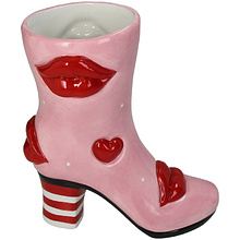 Ваза керамическая "Boot Lips", 19,5x8,5x23 см, розовый, красный