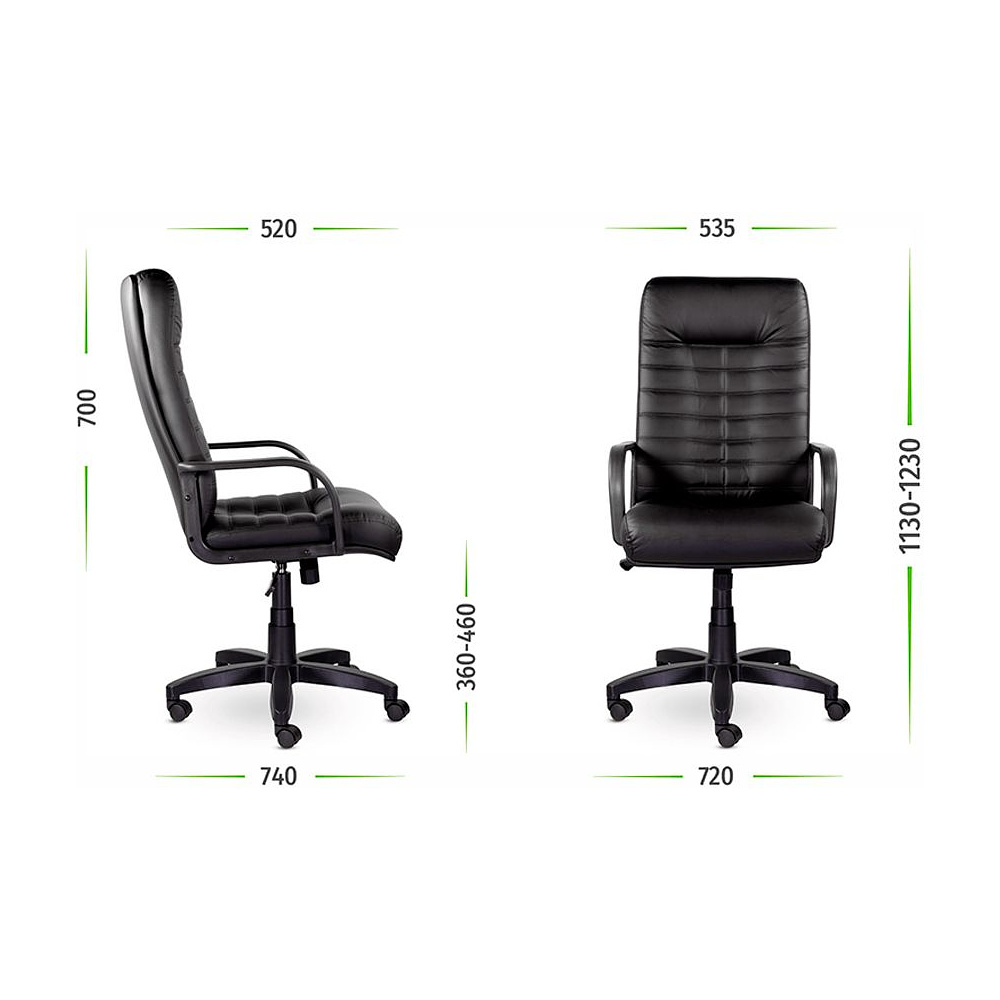 Кресло для руководителя UTFC Орион В пластик, экокожа, черный  - 6