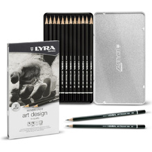 Набор карандашей чернографитных LYRA "ART Design",  6B-4H, 12 шт., в металлическом футляре