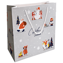 Пакет бумажный подарочный "Childhood", 32х32х12 см, серый