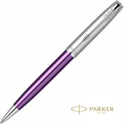 Ручка шариковая автоматическая Parker "Sonnet Essential SB K545", 0,7 мм, серебристый, фиолетовый, стерж. черный
