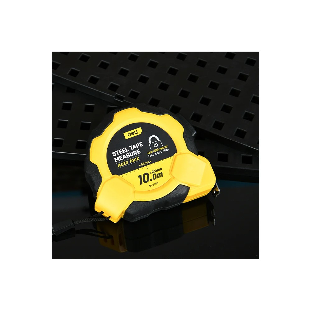 Рулетка Deli YS EDL9003P, 10 м х 25 мм, желтый, черный - 10