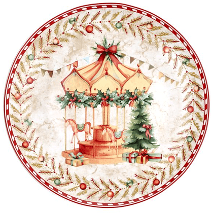 Тарелка фарфоровая "Christmas carousel", 30 см , разноцветный