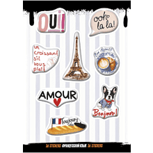 Набор наклеек объемных "Французский язык", А6, 1 лист, 8 шт