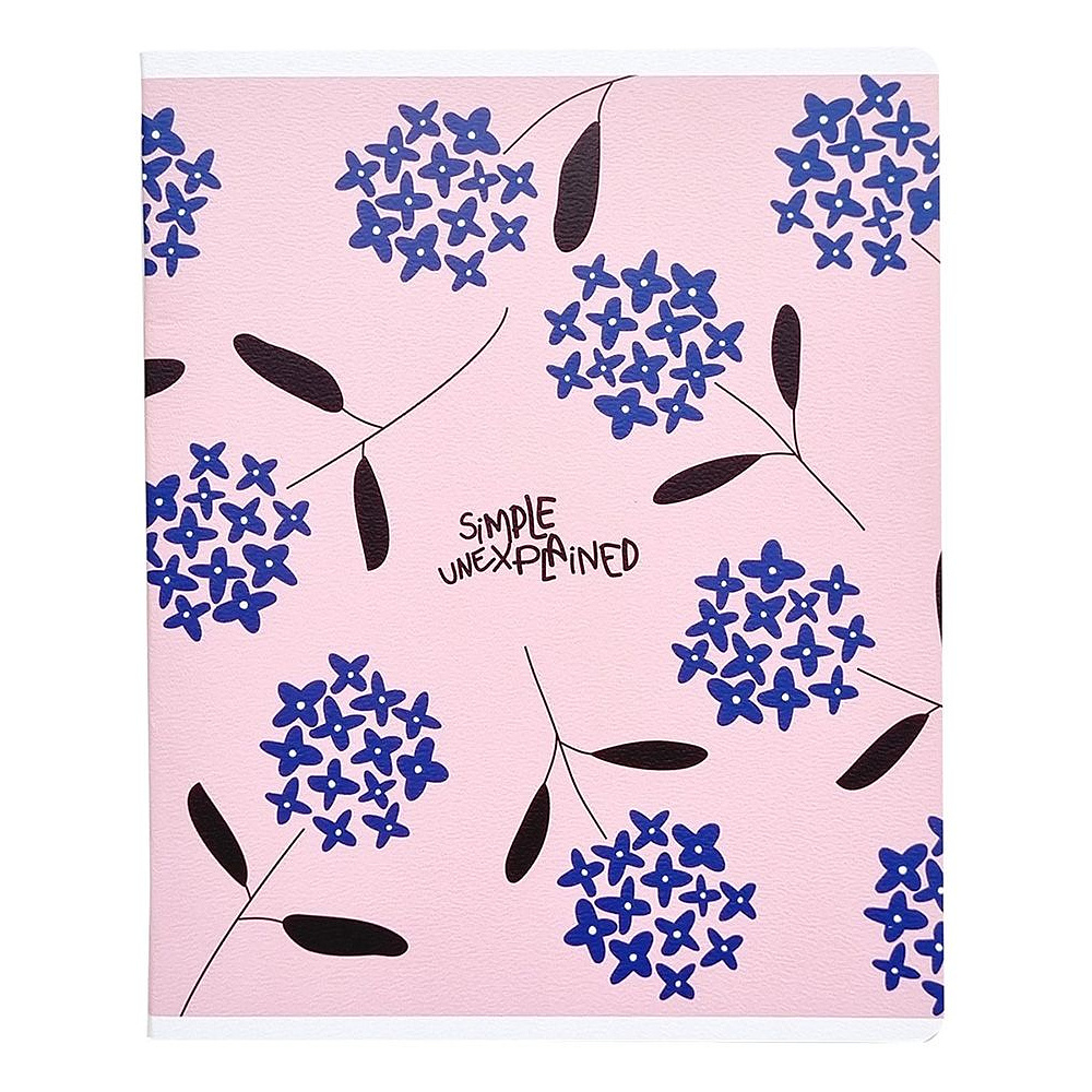 Тетрадь "Simple синие цветы", А5, 48 листов, клетка, розовый