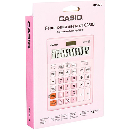 Калькулятор настольный Casio "GR-12", 12-разрядный, розовый - 2
