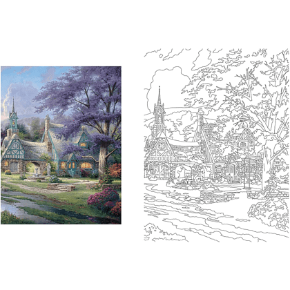 Раскраска на английском языке "Thomas Kinkade. Painter of Light. Posh. Coloring Book" - 5