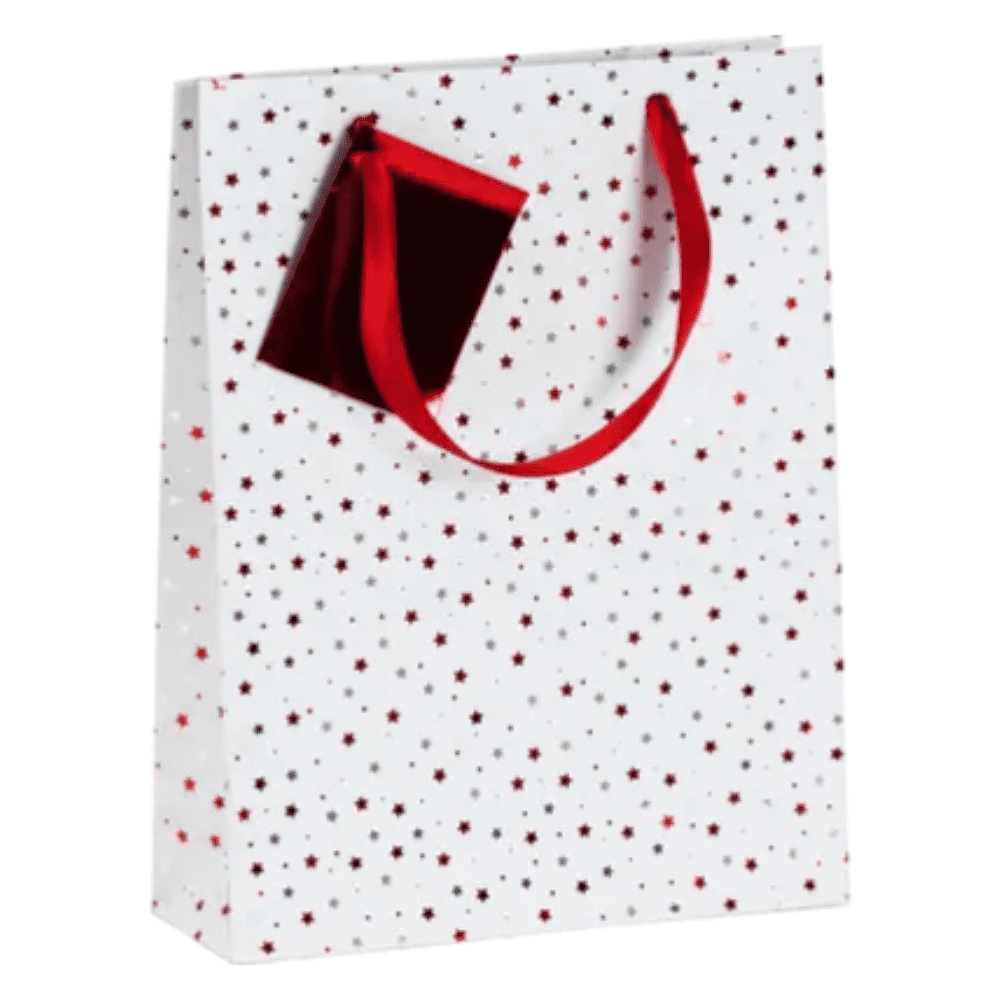 Пакет бумажный подарочный "Premium Santa2", 17x6x22 см, белый