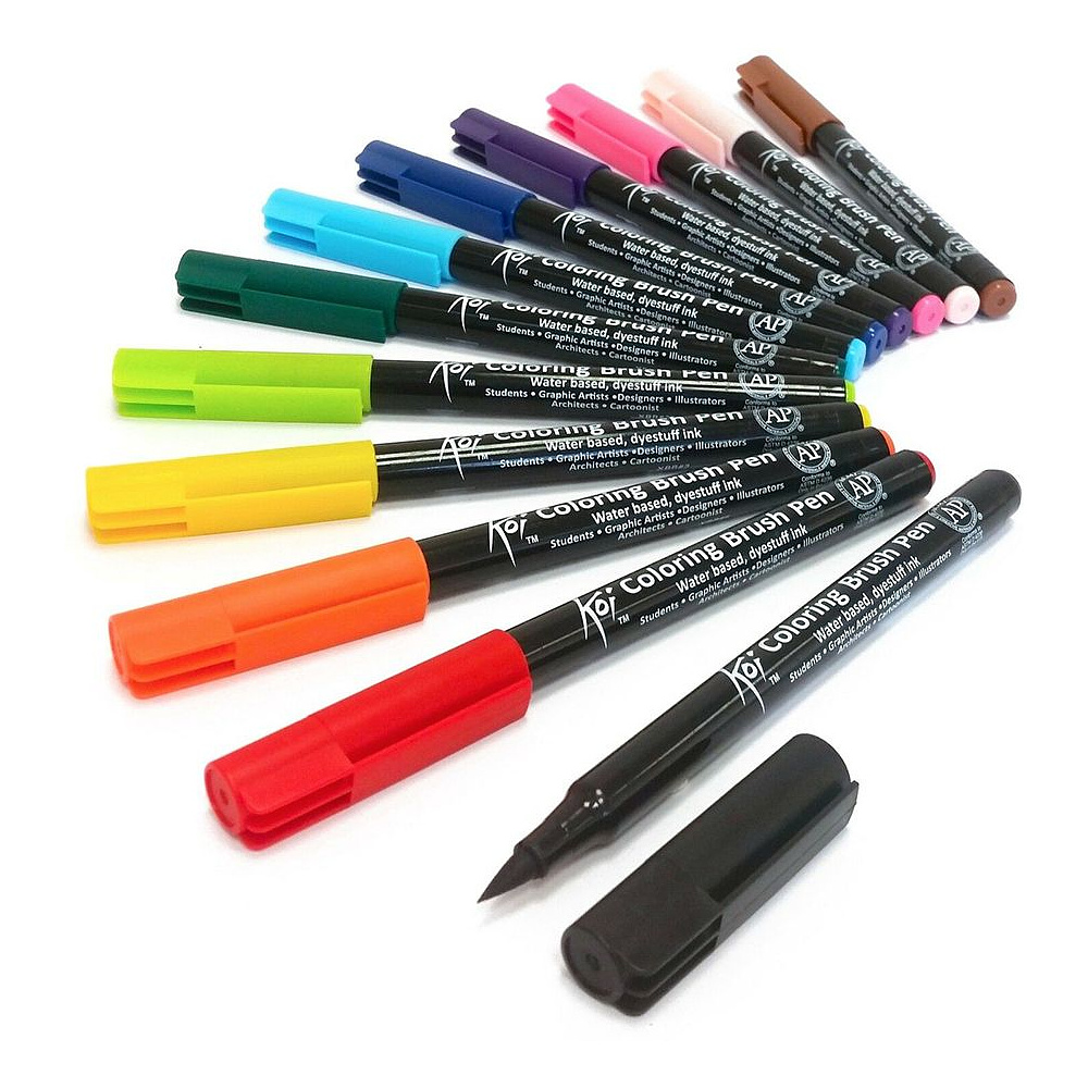 Набор маркеров акварельных "Koi Color Brush", 12 цветов - 2