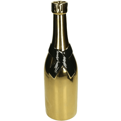 Ваза фаянсовая "Champagne Bottle", 39х11х12 см, золотистый